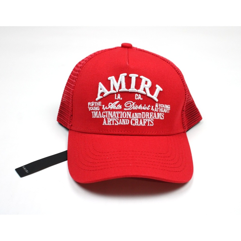 AMIRI Trucker Hat Mens Red Mesh Snapback One Size Arts District Embroidered